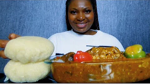Ogbono soup with white garri fufu/ Asmr mukbang