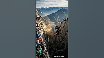 Roller Coaster Between Mountains Goes Off the Rails! 😱 | Mind-Blowing AI Scene #shorts