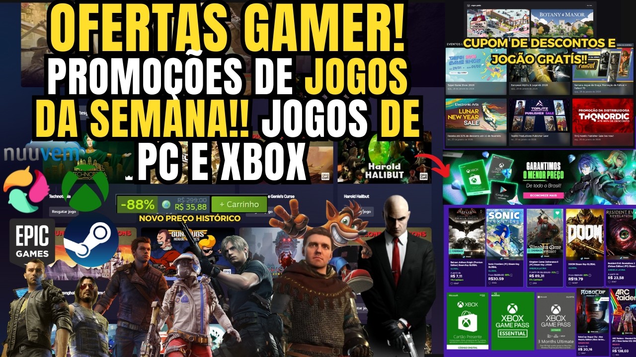 JOGOS BARATOS..OFERTAS  ENEBA SEXTA  DA SEMANA!! JOGOS PARA PC STEAM  E XBOX  NOTÍCIAS DA SEMANA!