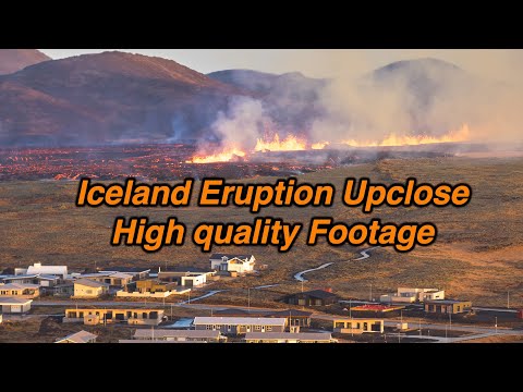 Iceland new volcanic eruption inside town Grindavik exclusive 4k drone footage