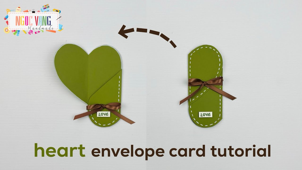 🤎 Heart Envelope Card Tutorial NGOC VANG HANDMADE - YouTube