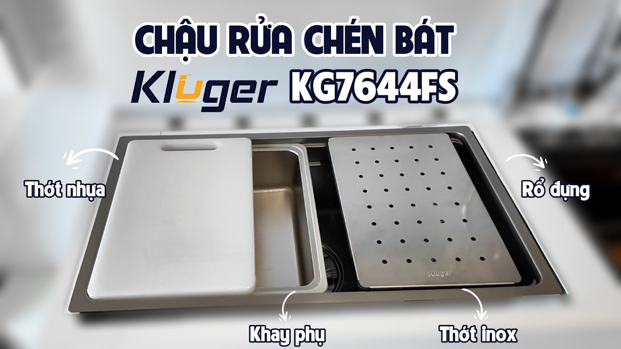Chậu rửa chén Posco 304 Linen dập nổi Kluger KG7644FS Basic