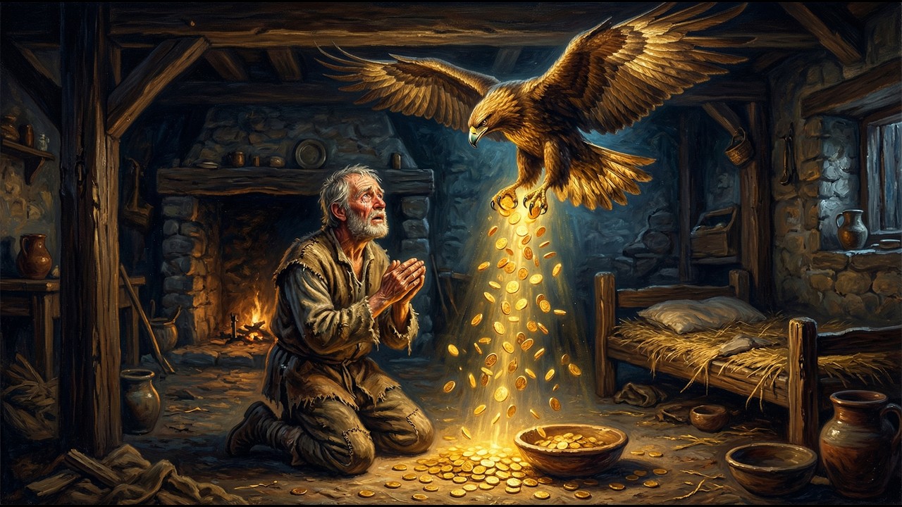 قصة الفلاح الفقير الذي ربّى نسراً فجلب له الذهب من قلعة الساحر!