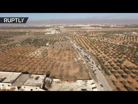 DRONE FOOTAGE: Hundreds of civilians fleeing southeastern Aleppo Hqdefault