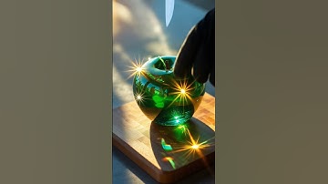 Green 🍏 Apple Glass Cutting ASMR  Short #asmr #relaxing #ai