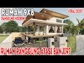 Desain rumah panggung modern 9x8 dengan air terjun kolam koi