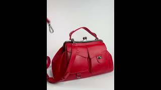 Женская красная сумка саквояж из натуральной кожи. Цена по акции с бесплатной доставкой 7990
