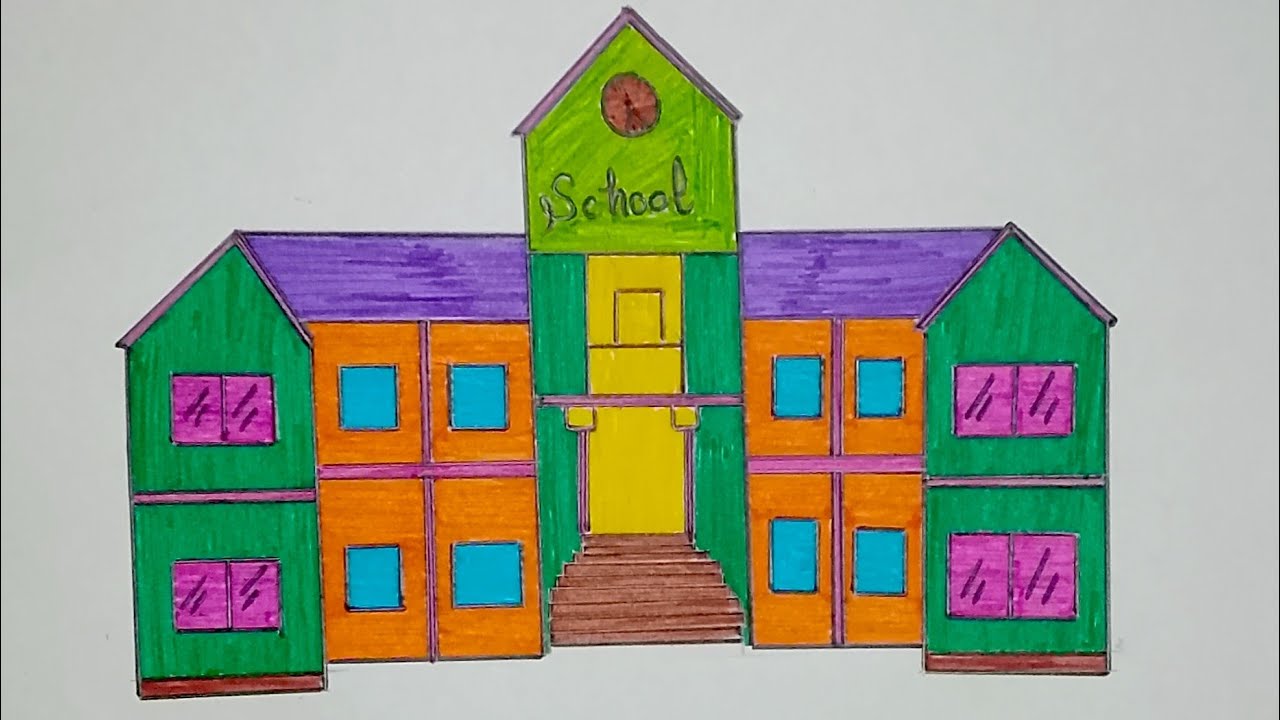 School Drawing Step by Step