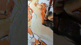 «В деревенской бане» картина акриловыми красками на холсте в процессе painting with acrylics