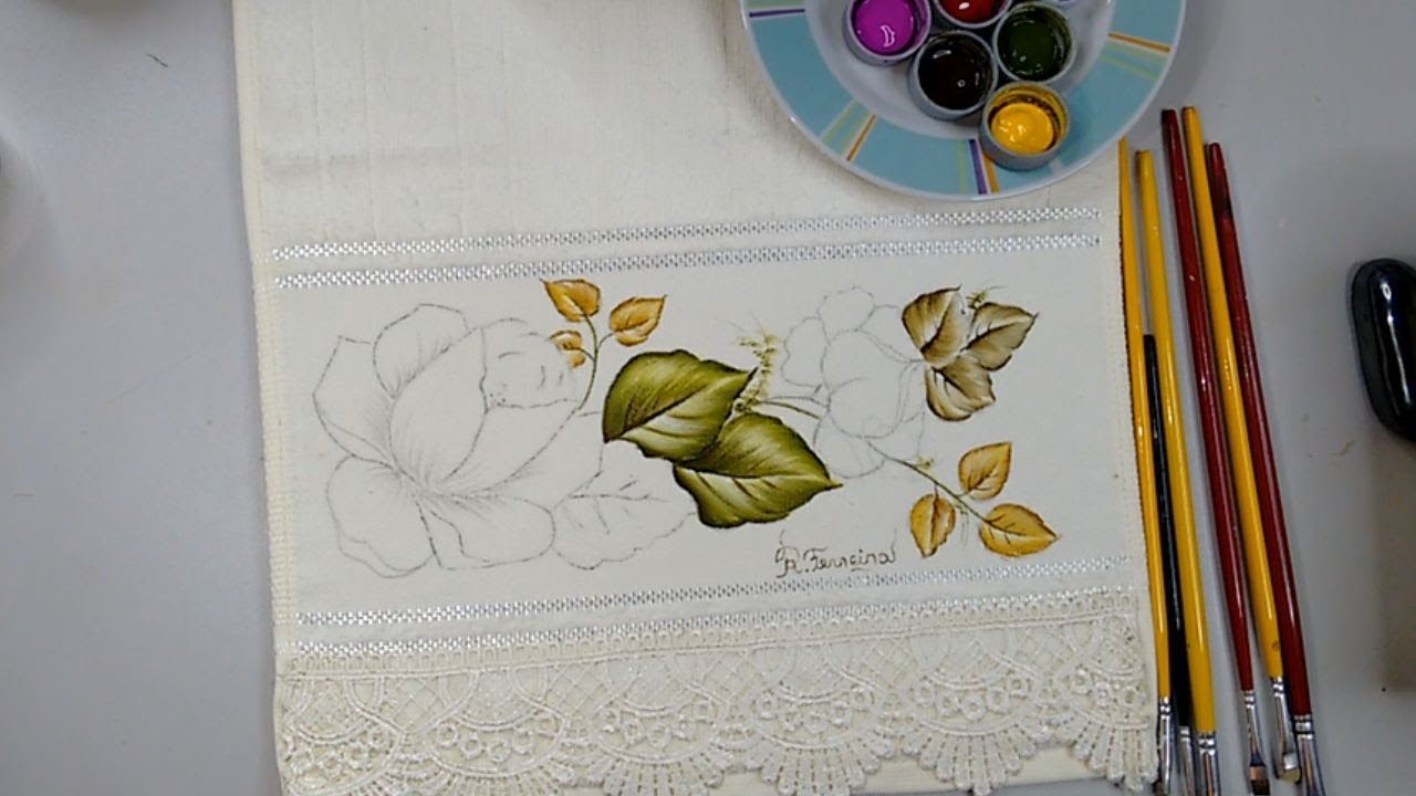 #dicarapidasemana - Vamos Aprender a Pintar Rosa e Folhas em Tecido