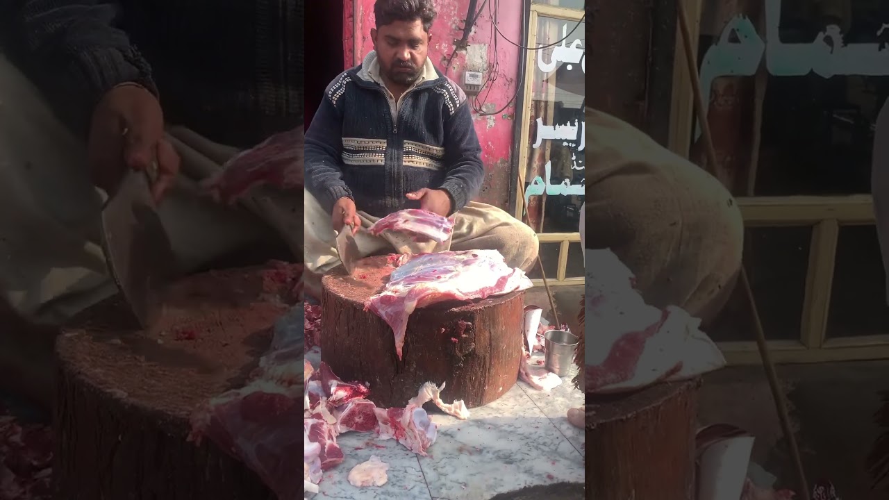 Fresh meat cutting expert butcher 