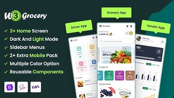 *W3Grocery | Pre-Build Mobile App Template ( Bootstrap 5 + PWA )* #application #template