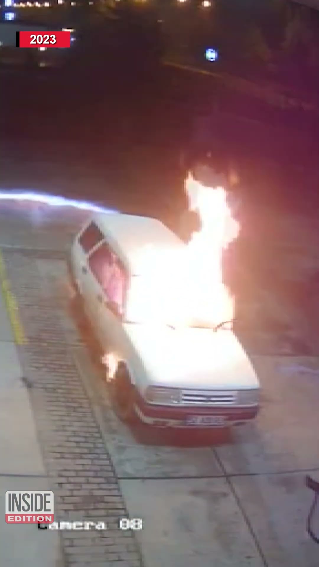 Flames Engulf Car at Gas Station #shorts