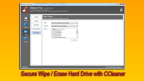 Secure Wipe / Erase Hard Drive with CCleaner