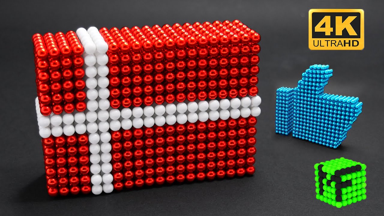 The flag of Denmark, flag, magnet flag of Denmark, magnet flag, magnet cube, ASMR video