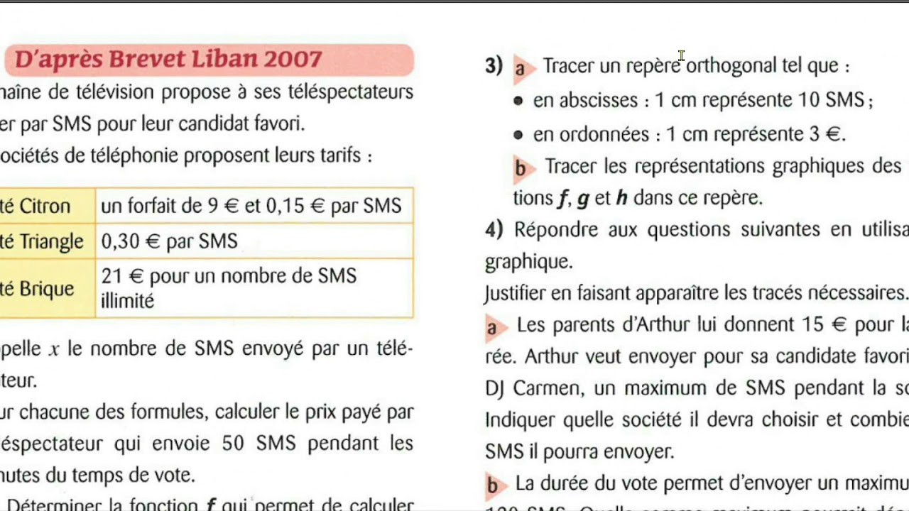 Fiche D'exercices Notion De Fonction 3e Correction