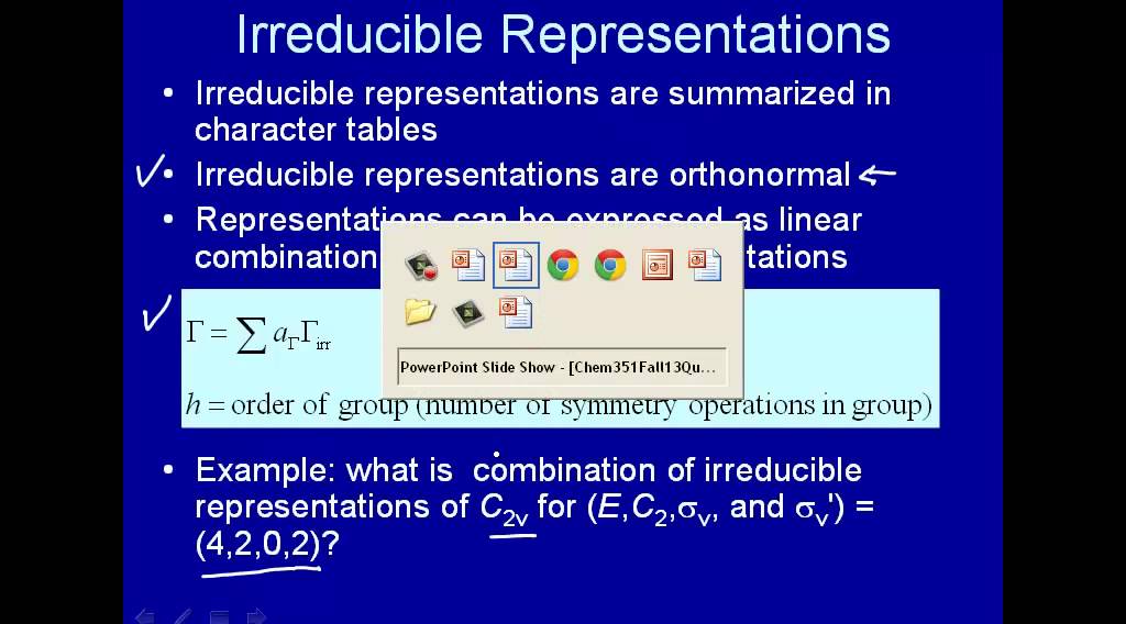 meaning of irreducible representations