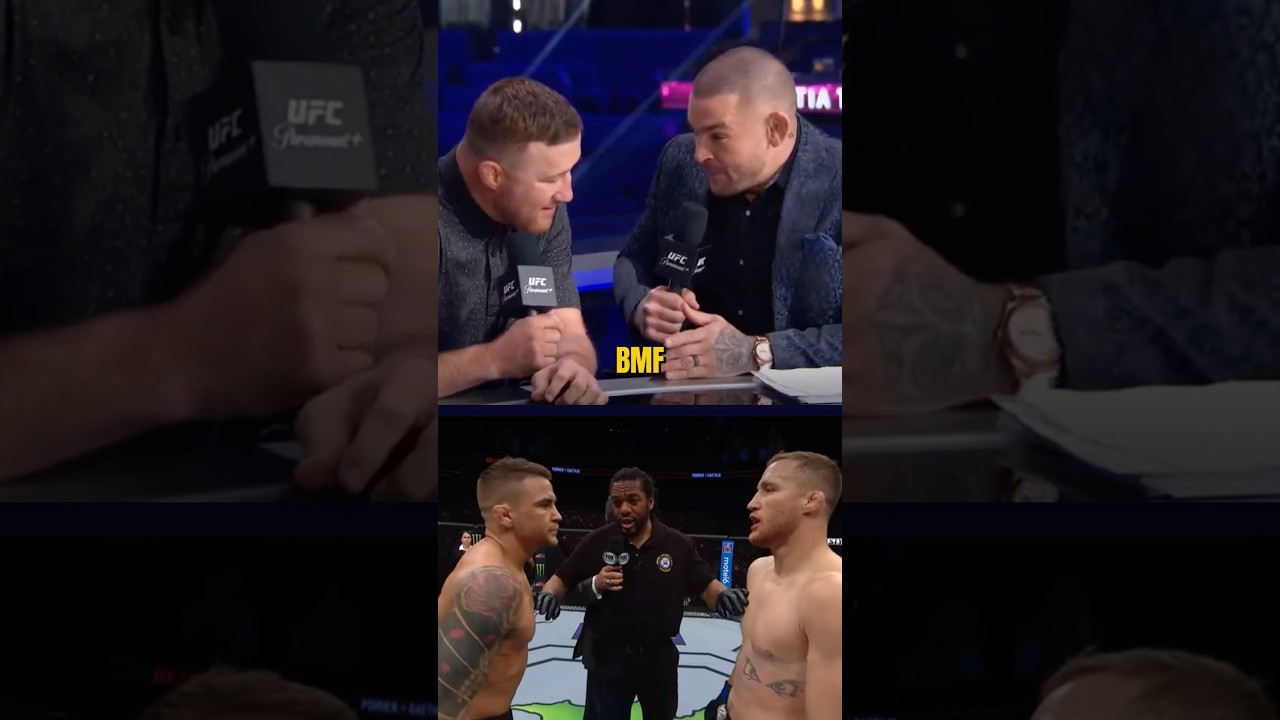Justin Poirier asking question to Dustin Gaethje