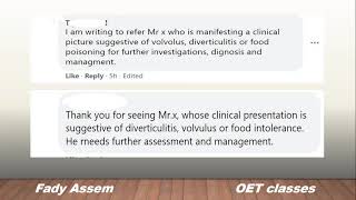 Writing OET  Differential Diagnoses