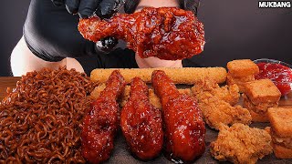 ASMR MUKBANG | Black Bean Noodles &amp; Fried Chicken EATING 짜슐랭 양념치킨 멘보샤 치즈스틱 먹방!