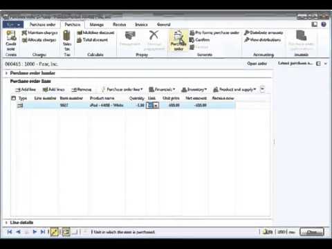 Dynamics AX 2012 Trade Purchase Orders Return Order - YouTube