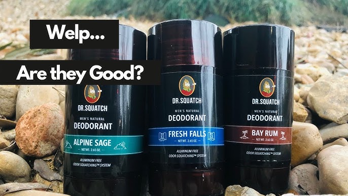 Dr. Squatch Deodorant and Soap Pack - Men's Aluminum-Free Deodorant and 5 Bars of Natural Men's Bar Soap - Fresh Falls, Bay Rum, Alpine Sage, Coconut