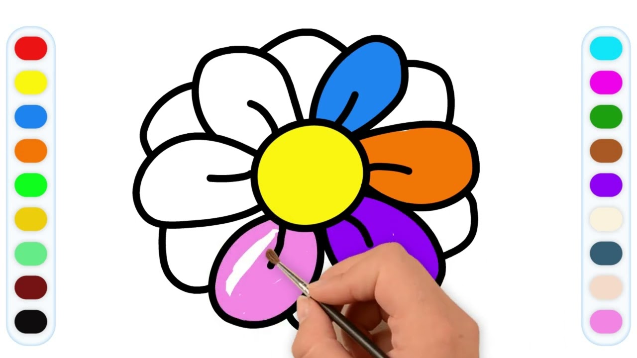 Dessiner une fleur et colorier coloriage peinture \u0026 Planète coloriage