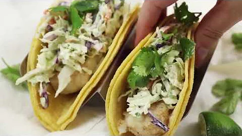 Fish Tacos with Spicy Lime Cilantro Slaw