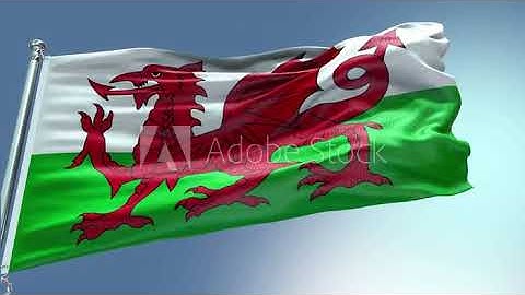 4k render Wales Flag video waving in wind Chromakey animation rendering