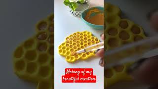 Making of beautiful and cute bee hive 🐝. #diy #mitraz #craft #beebeecraft #beehouse #beedecor #bee