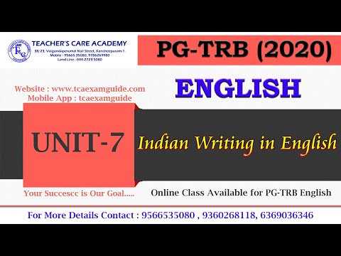 PGTRB - ENGLISH: Unit-VII INDIAN WRITING IN ENGLISH PART-1