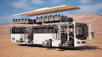 Assembly Man Bus in 3D World