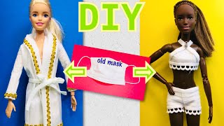 How to Make Barbie  Bathrobe and Loungewear from Reusable Face Mask ~ no sew