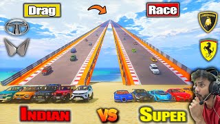 Powerful Indian 💪Suv Cars Vs Super cars🚀 Sky ☁️Mega Ramp Drag Race Challenge GTA 5