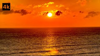 Perfect Sunrise at the Beach with Calming Sound of Waves One Hour | 4K Ultra HD