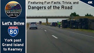 Let’s Drive on West I-80 in Nebraska from York past Grand Island and under the Archway in Kearney