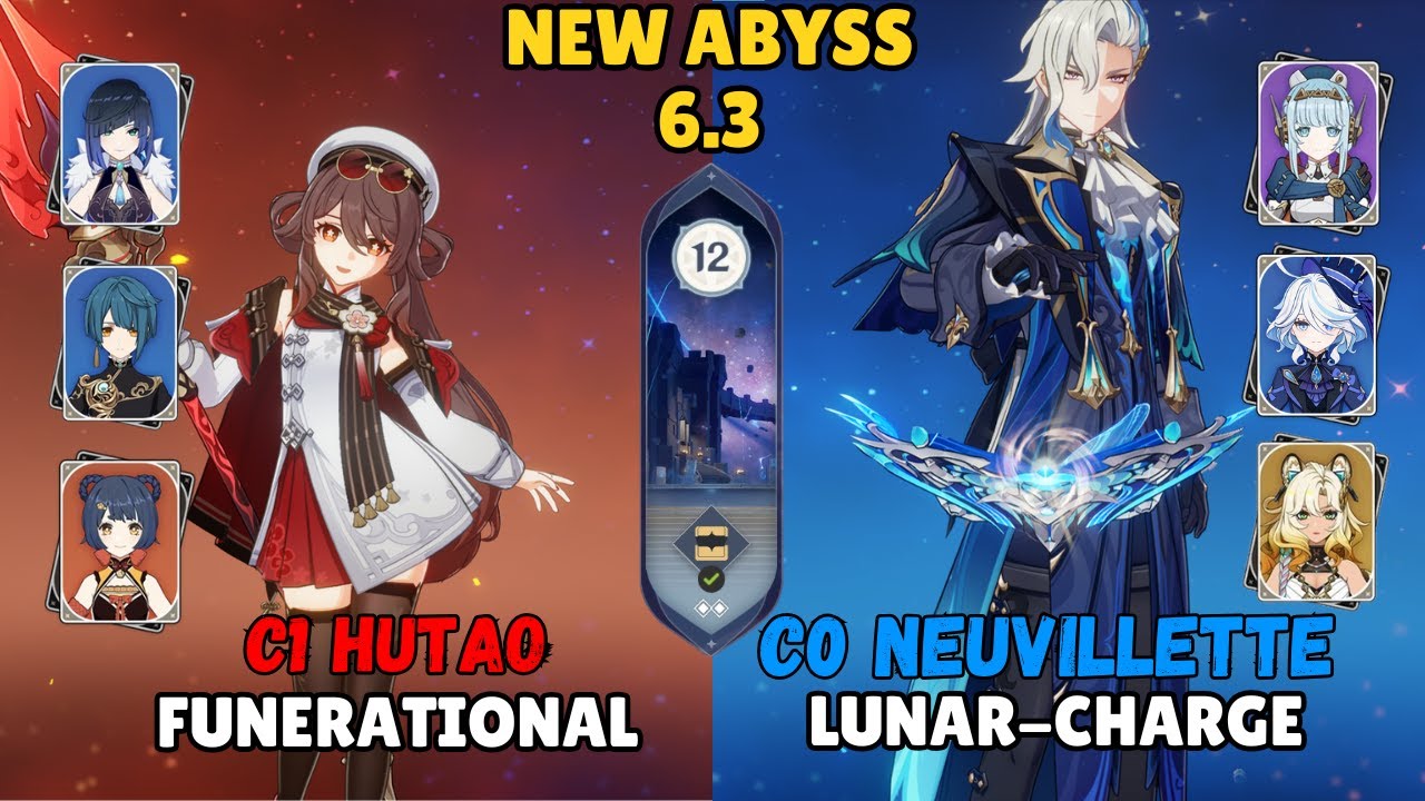 C1 HuTao Funerational & C0 Neuvillette Lunar Charge!! – NEW Abyss 6.3 | Genshin Impact