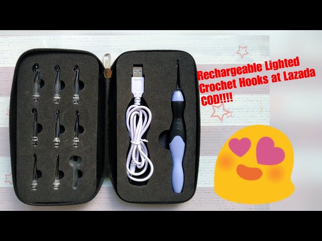 Unboxing Rechargeable Lighted Crochet Hook with Interchangeable heads 