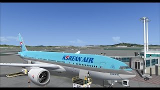 Korean air 1426 RKSI landing with cockpit view,celebrating flight for my baby,fsx,pmdg 777 screenshot 5