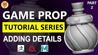 Zbrush Adding Details in 3D Game Props / Part 2 { For Beginners }(From Scratch) 2021