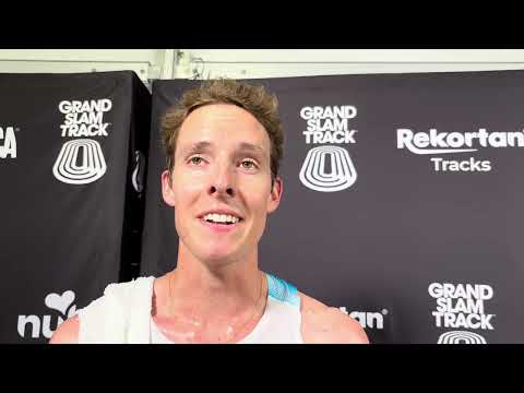 Cooper Teare Reacts to 2nd Place Behind Grant Fisher at Grand Slam Track 5000m