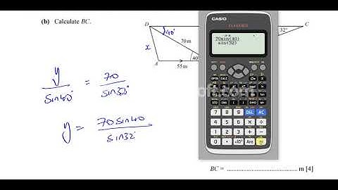 0580 (IGCSE) 2020 Specimen Paper 4  Q9 Trigonometry, Sine and Cosine Rules
