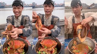 [Chinese Eating]ชาวประมงกินหอยตัวโครตใหญ่|Chinese Fishermen Eat Super Huge Fresh Seafood eating show