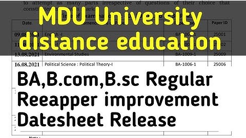 Mdu University Datesheet Release distance education ll BA B.com,b.sc.bca