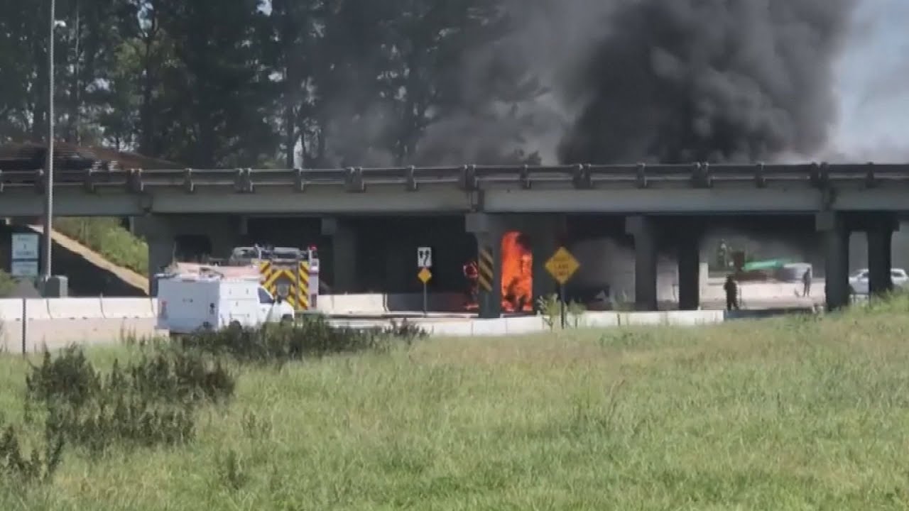 VIDEO Truck fire, explosion shuts down I95 freeway in North Carolina