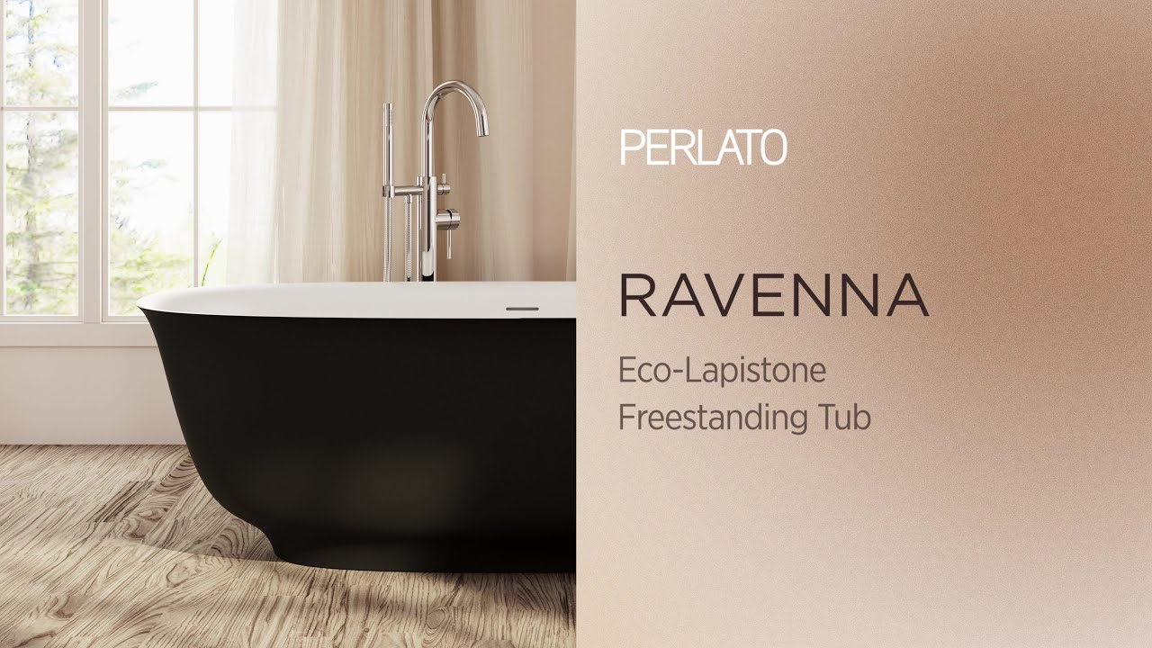 Perlato PLERAV6730-BK Ravenna Eco-Lapistone Soaker Tub