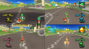 Mario Kart Wii Luigi Circuit 4 player Netplay race 60fps