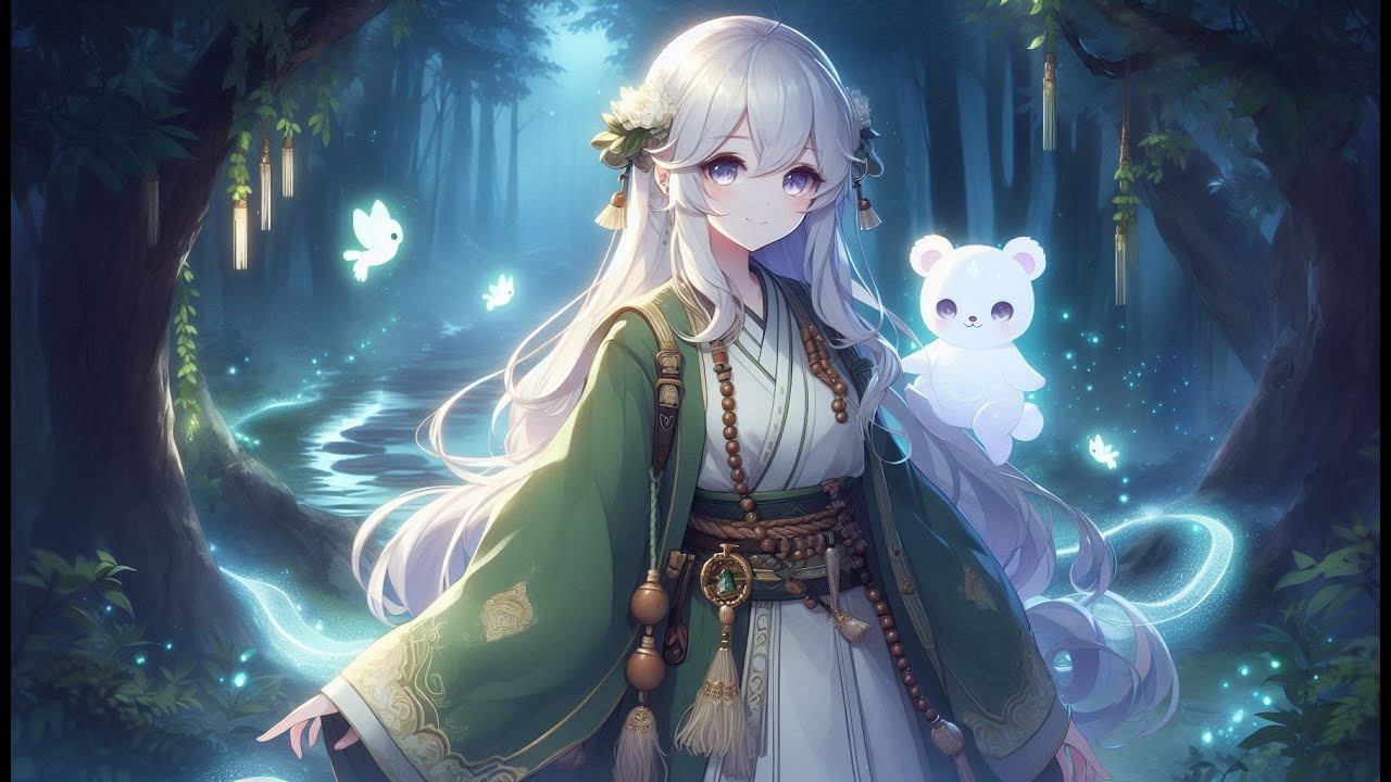 Fantasy Study Room with Spirit Bear | Relaxing Forest Ambience Music for Deep Work 🌲