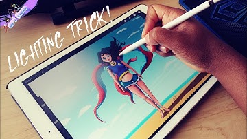 Procreate 4.2 iPad pro drawing trick. How to make light!