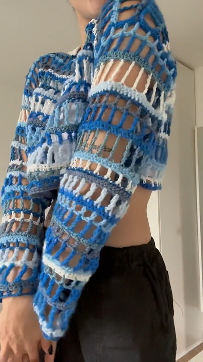 Crochet mesh top 💙 #crochetting #crochet #crochettop